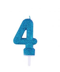 شمع عدد چهار اکلیلی آبی