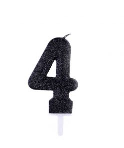 شمع عدد چهار اکلیلی مشکی