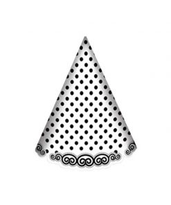 کلاه تم تولد سفید خال مشکی