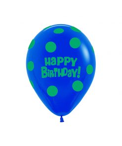 بادکنک خال خالی سرمه ای و سبز طرح تولدت مبارک لاتکس هلیومی