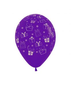 بادکنک بنفش طرح جعبه کادویی لاتکس هلیومی