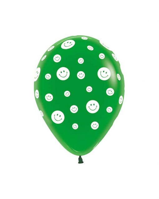 بادکنک سبز طرح ایموجی لبخند لاتکس هلیومی