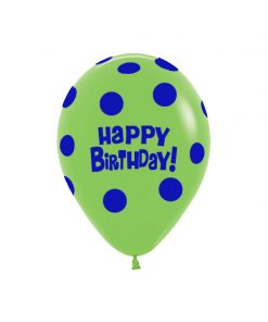 بادکنک خال خالی سبز و سرمه ای طرح تولدت مبارک لاتکس هلیومی