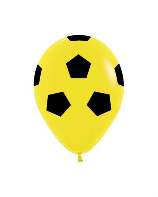 بادکنک زرد طرح توپ فوتبال لاتکس هلیومی