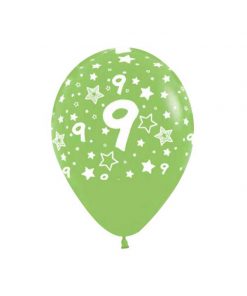 بادکنک لاتکس بادکنک لاتکس سبز طرح عدد نه