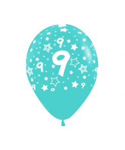 بادکنک لاتکس آبی طرح عدد نه