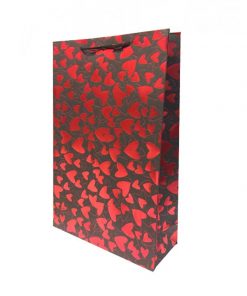 ساک کاغذی طرح قلب طلاکوب قرمز
