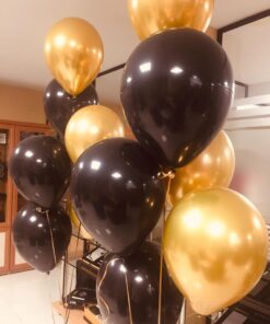 دسته بادکنک تم مشکی و طلایی1