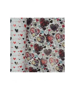 کاغذ کادویی طرح قلب رنگی دو رو