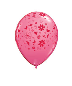 بادکنک صورتی طرح گل هلیومی