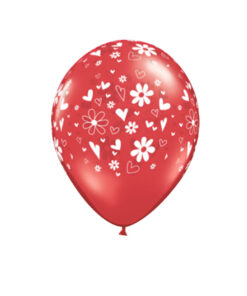 بادکنک قرمزطرح گل هلیومی