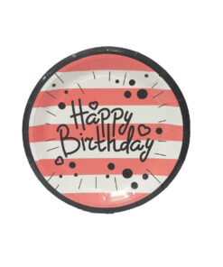 بشقاب سفید صورتی تم هپی تولدت مبارک