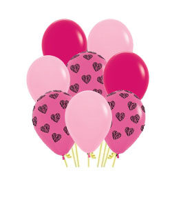 دسته بادکنک صورتی طرح دار