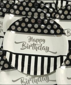 تم هپی برث دی سفید مشکی طرح نقره کوب (پک کامل 6 محصولی)