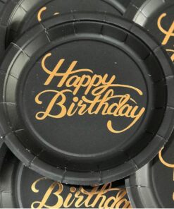 تم هپی برث دی مشکی طرح طلاکوب (پک کامل 6 محصولی)