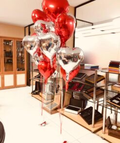 دسته بادکنک عاشقانه فویلی قلبی