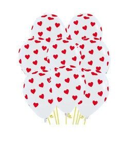 دسته بادکنک سفید قلبی