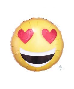 بادکنک فویلی هلیومی ایموجی قلب و لبخند (سایزمتوسط)